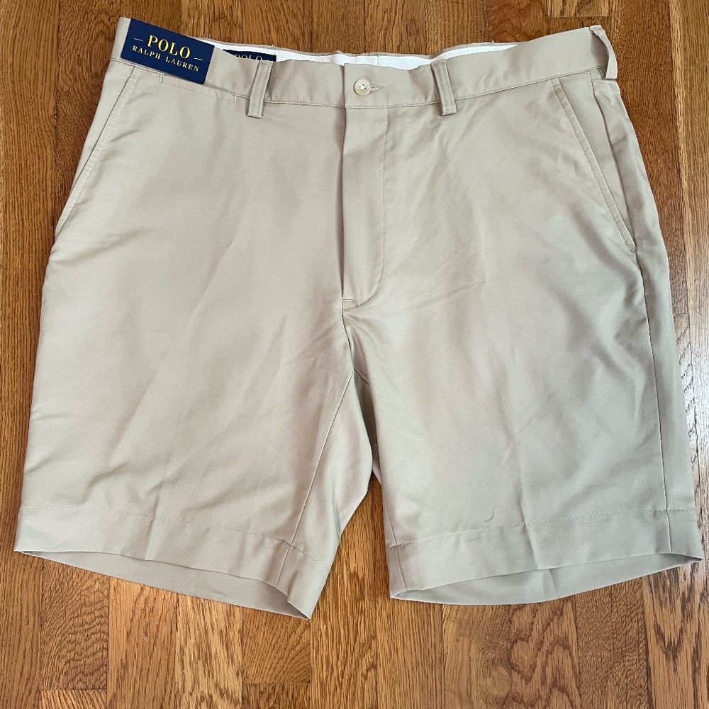 Ralph Lauren Mens Classic Flat Front Khaki Shorts Size 35 NWT